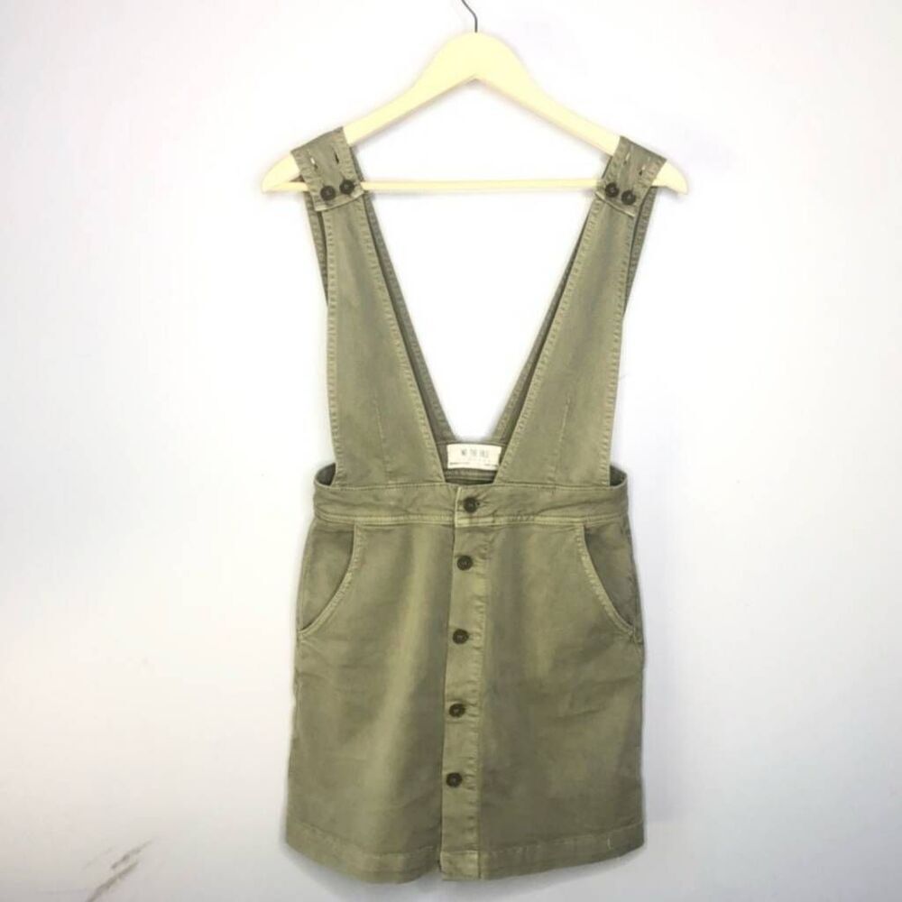 Free People Twill Button-Front Jumper Dress Size 6 - Picture 8 of 10